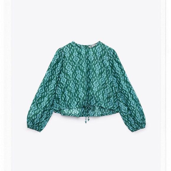 Zara Printed Cotton Crop Top and Pant set XS Barely Worn - Picture 2 of 5